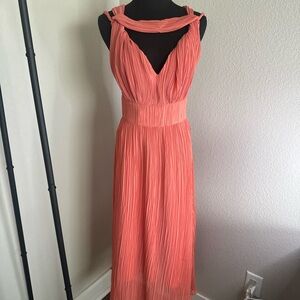 Express Pink Ruched Tiered Maxi Dress